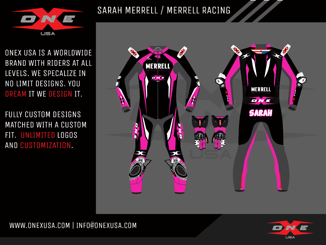 OneX USA Pro Race Custom One-Piece Leather Suit & Custom Gloves