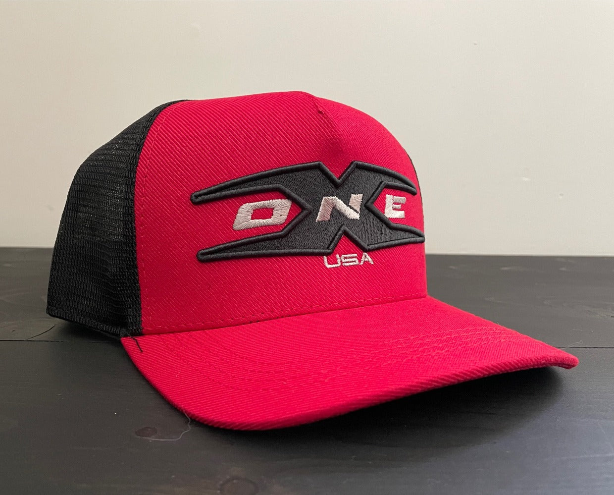 OneX USA Classic Snapback Trucker Hat - Red