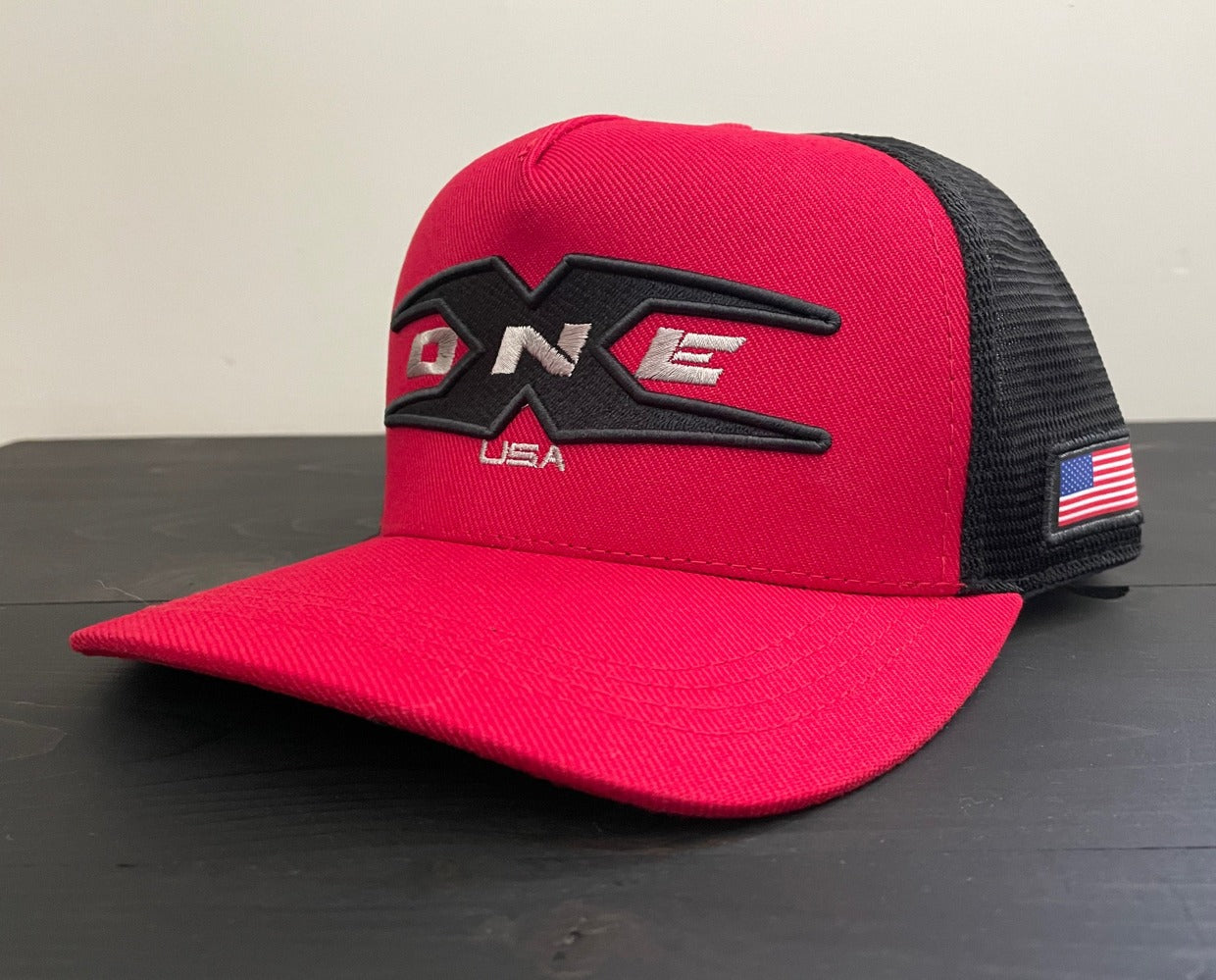 OneX USA Classic Snapback Trucker Hat - Red