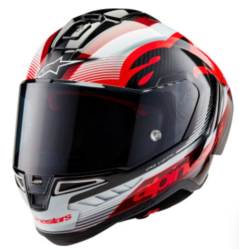 ALPINESTARS  Supertech R10 Helmet - Black/Carbon Red/Gloss White (Expected 10/24)
