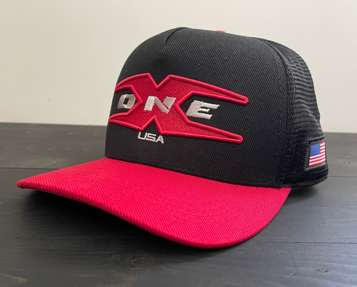 OneX USA Classic Snapback Trucker Hat - Black
