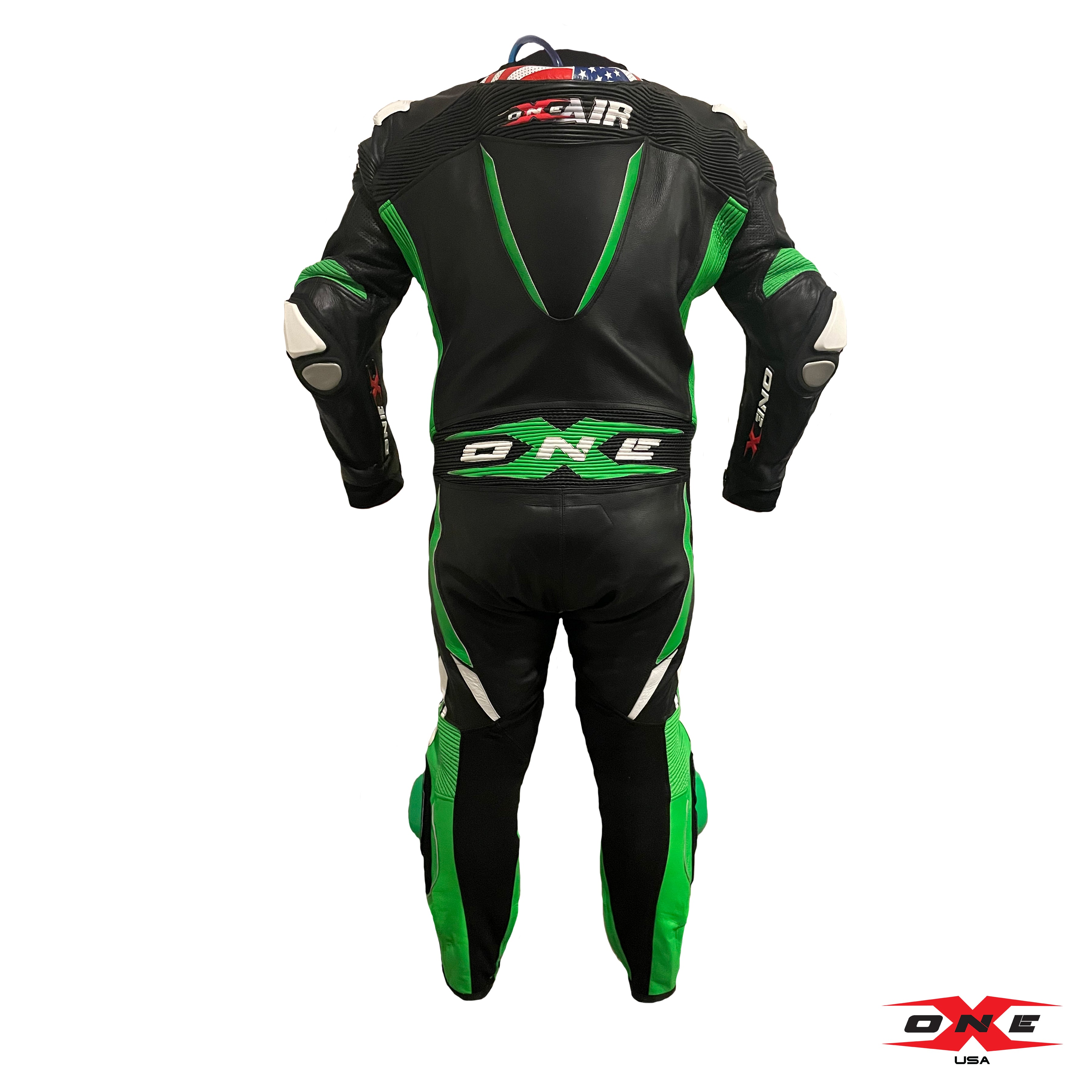 OneX USA XR22 Airbag Ready Pro Race Suit - Black/Highlight Green