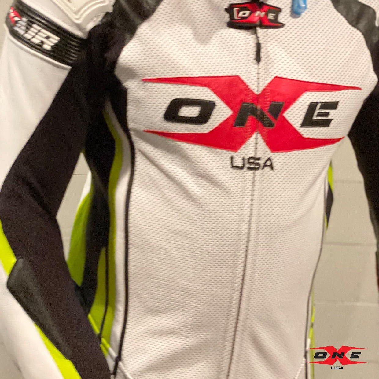 OneX USA XR22 Airbag Ready Pro Race Suit - White/Fluor Yellow